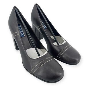 Vintage Bakers Lee Women’s Brown Leather Slip-On Block Heel Pumps Size 9